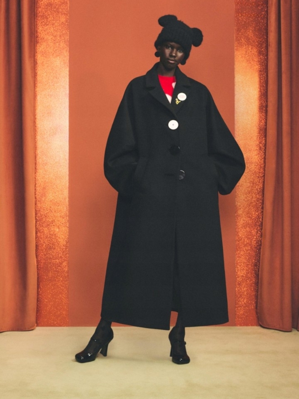 Zara X Dismey Black Long Oversized Trench Coat with Statement Buttons